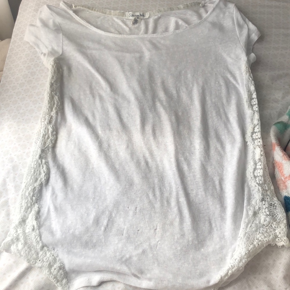 Aeropostale T shirt with Floral lace down the side